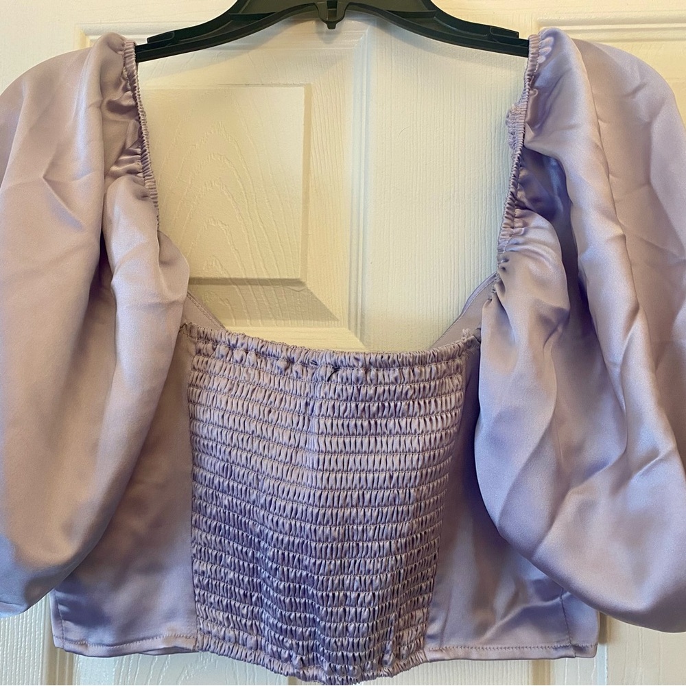 Forever 21 Light Purple Puff Sleeve Crop Top - Picture 5 of 7